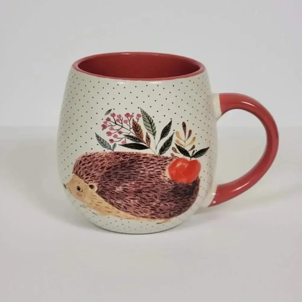 Nicole Miller Home Hedgehog Coffee Mug Large 14oz Ceramic Red Handle